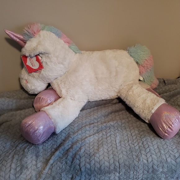 NEW WITH TAGS EXTRA LARGE STUFFED UNICORN - Picture 1 of 3